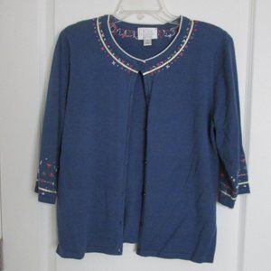 embroidered cotton cardigan sweater